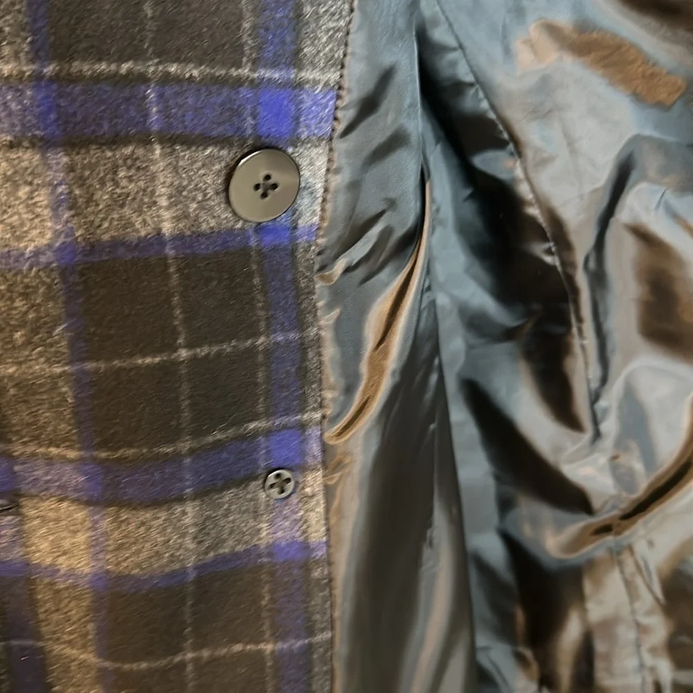 J Crew blue/gray/black plaid pea coat size XS - Picture 5 of 5